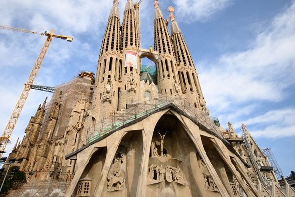 The facade of the church, still under construction.