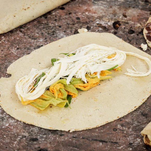Flores de calabaza and melty quesillo make for a divine quesadilla.